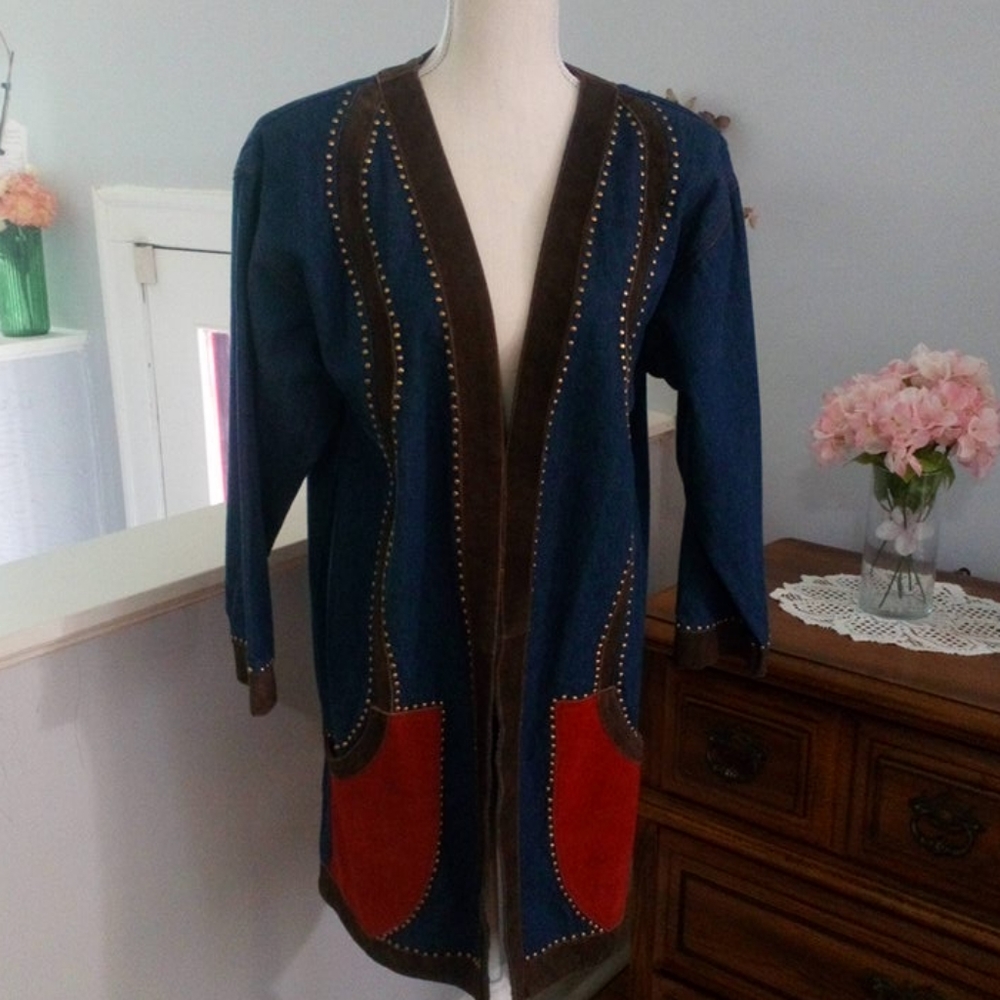 Melato Women's Jeans Suede Studded Jacket Size S